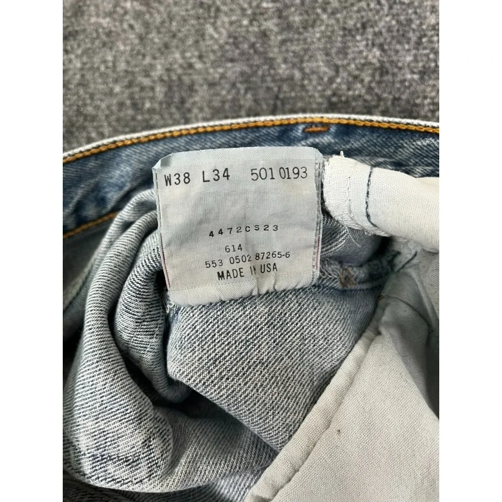 Levi's 501xx Jeans Mens ‎ Blue Button Fly Straight Leg Cotton Size 38X34 USA